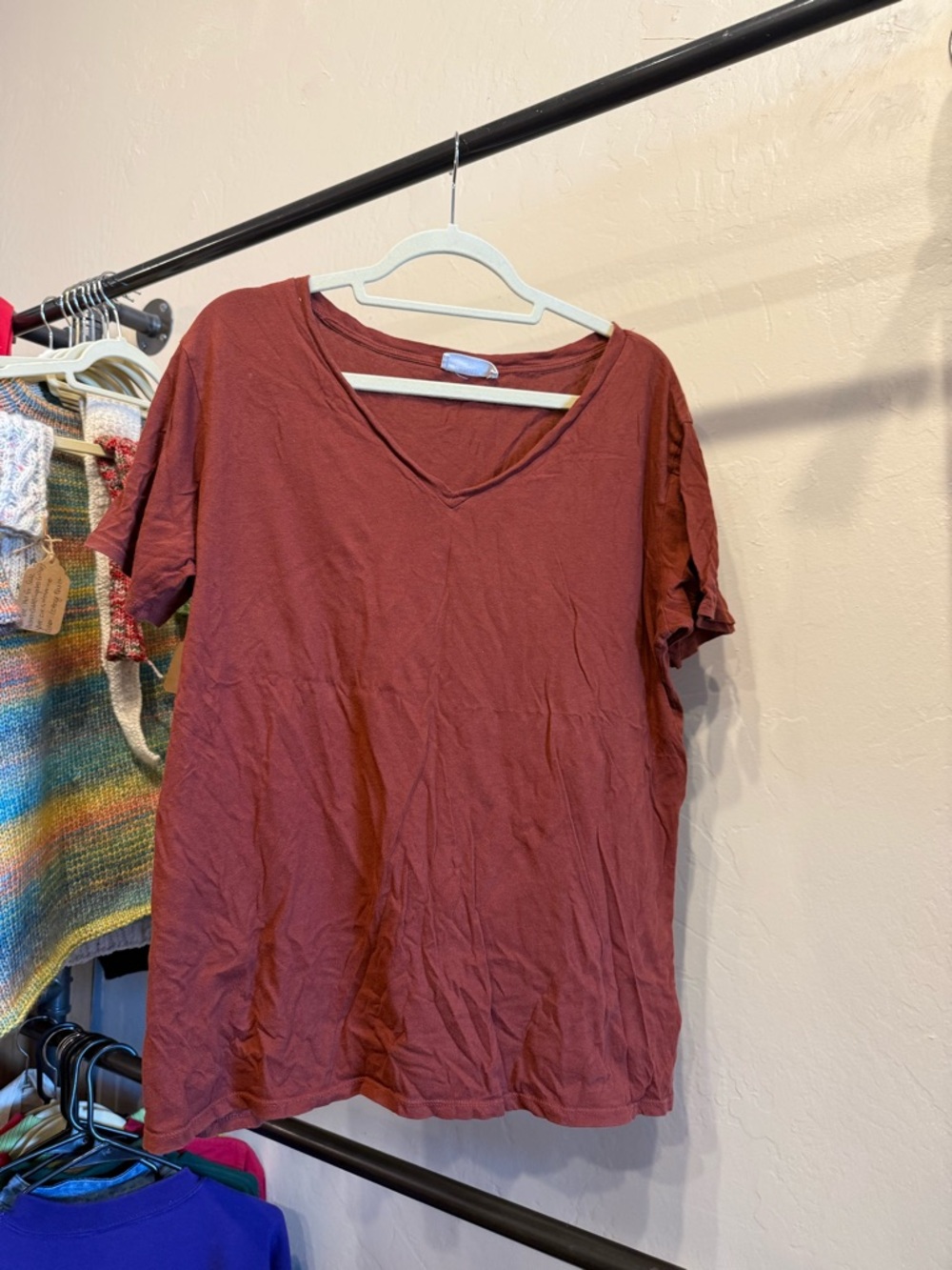 Zenana Outfitters V-Neck Short Sleeve Tee - Rust Brown